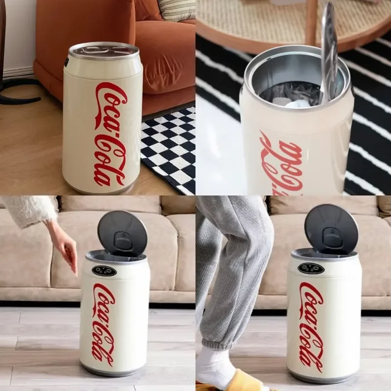 Creative Cola Trash Can Waste Bins Automatic Smart Trash Can Living Room Garbage Collector Toilet Bathroom Cleaning