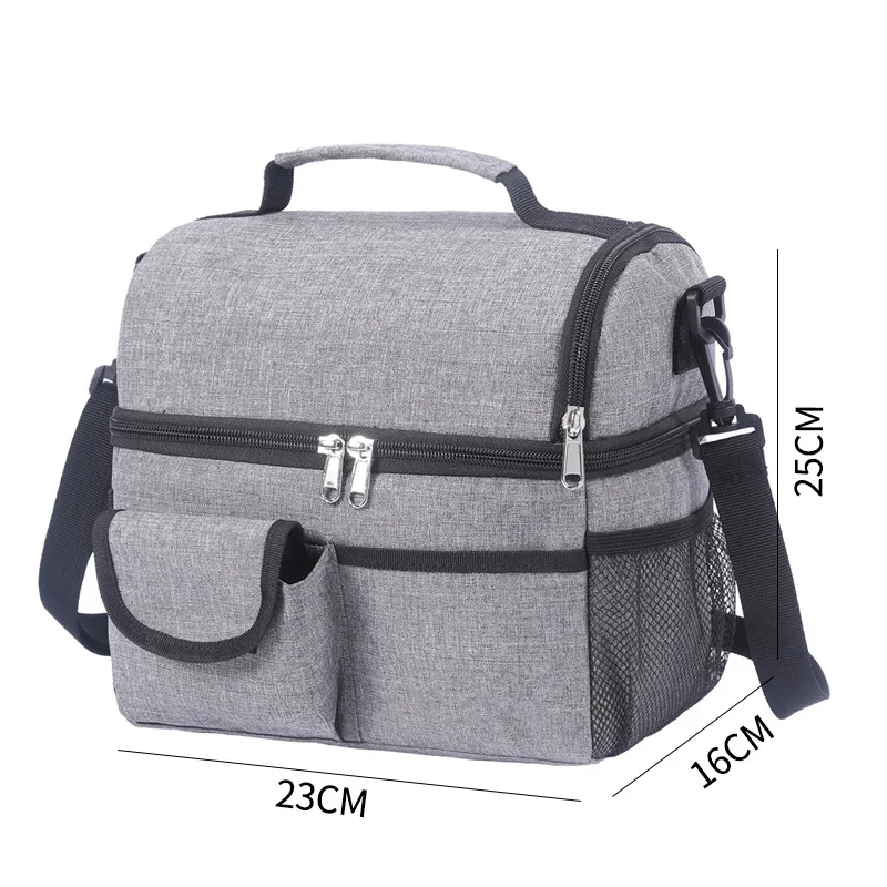 2 Layer Waterproof Lunch Box Bag Leakproof Thermal Fresh Cooler Thermo Picnic Food Fruit Bag Insulated Lunch Tote for Men Women