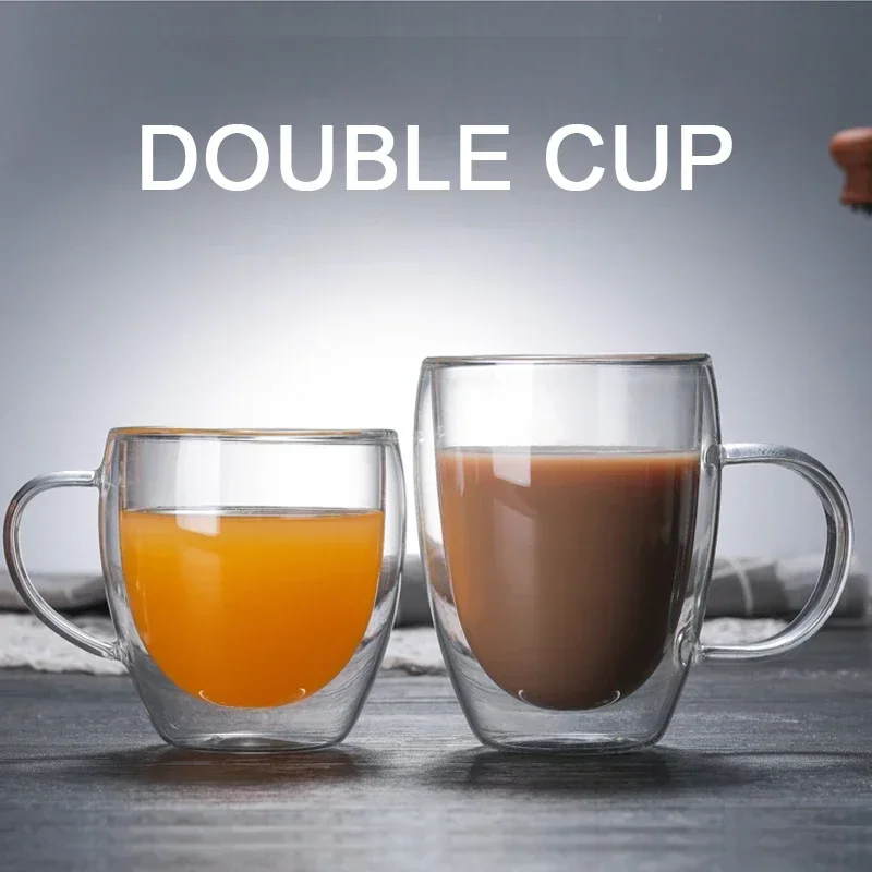 Double Bottom Wall Glass Coffee Cup Whiskey Tea Thermal Heat Resistant Cocktail Vodka Shot Wine Mug Drinkware Tumbler Set