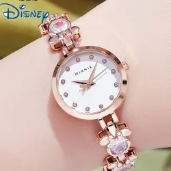 Disney For Women Watches Luxury Fashion Lady Quartz Wristwatch Minnie Mouse Rhinestone Bracelet Girls Female 2024 New Gift Clock