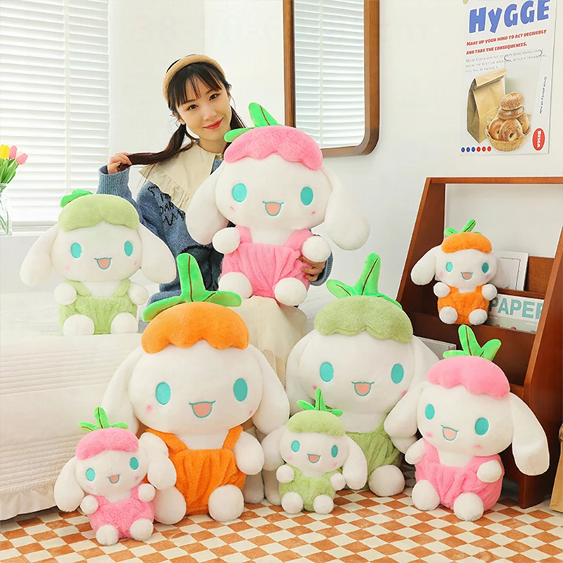 

Sanrio Cute Cartoon Fruit Strap Cinnamoroll Plush Toy Lovely Dog Stuffed Animal Doll for Kids Birthday Xmas Gift Sleep Pillow