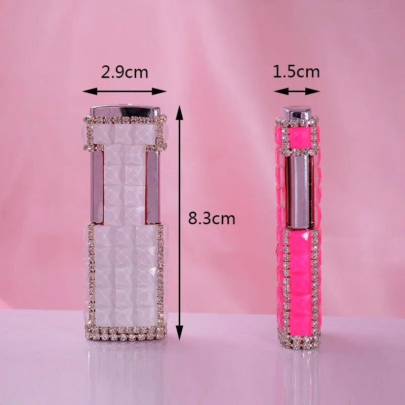 Handmade Rhinestone Butane Lighter Fashion Lady Inflatable Windproof Straight Lighter Beautiful Girl Gift Smoking Accessories