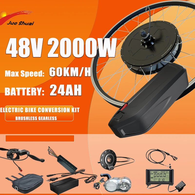 EBike تحويل عدة مع بطارية 26-29 بوصة 700C 48 فولت 2000 واط المحور الخلفي عجلة المحرك دراجة كهربائية تحويل عدة دراجة هوائية جبلية المحرك