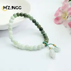 Genuine A Goods Jadeite Bracelet Gradient Two-color Gourd Peace Buckle Jade String Girl Delicate Fashion Advanced Jewelry Gifts