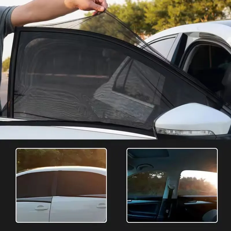 Car Window Sunshade Curtains Repellent Mosquito Mesh Net Car Anti-Mosquito Side Window Shades Screen Breathable Sun Visor Cover