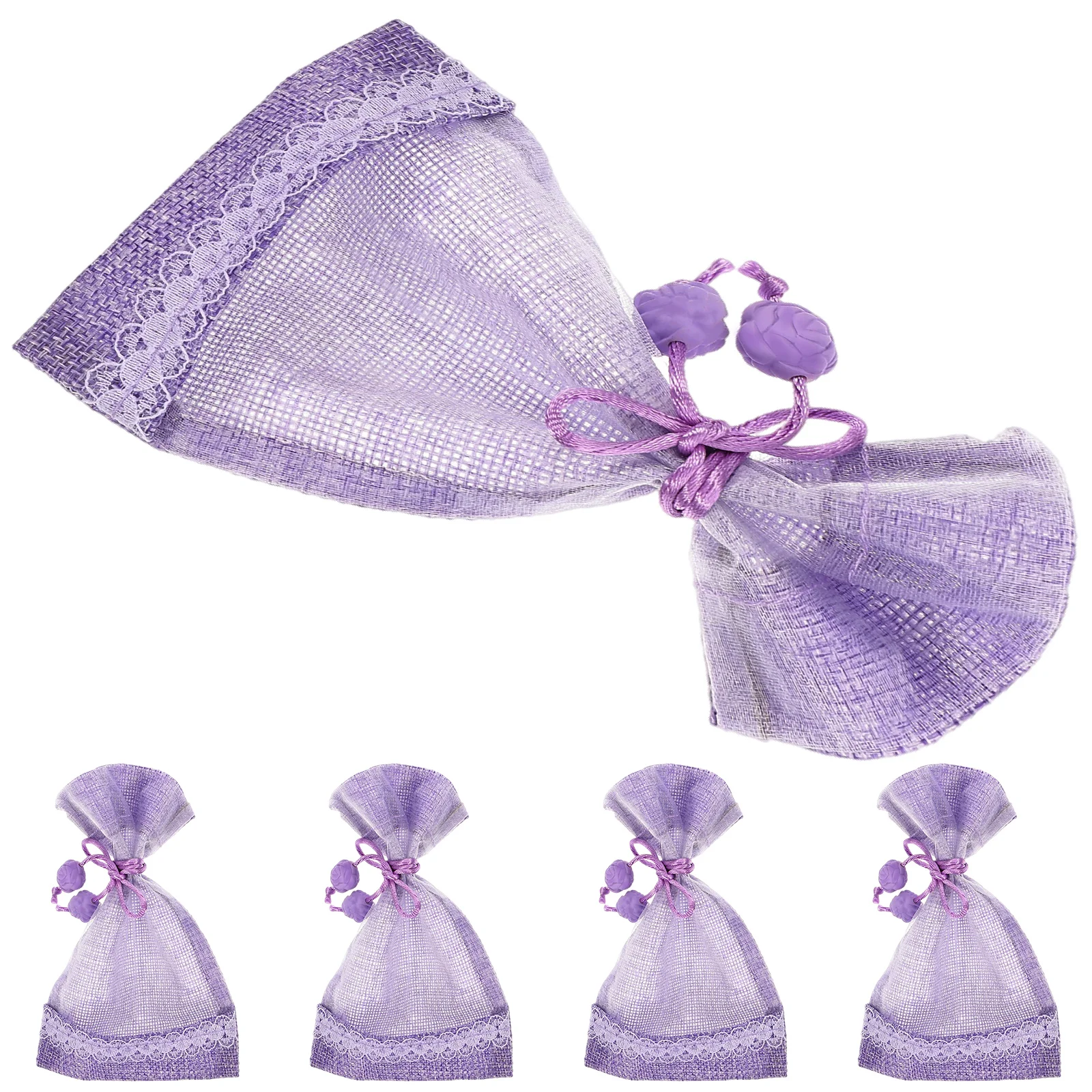 

5pcs Sachet Bags Empty Lavender 10x14 Purple Mesh Cotton Linen Aromatherapy Drawstring Bags Wardrobe Vehicle Pet Areas Storage