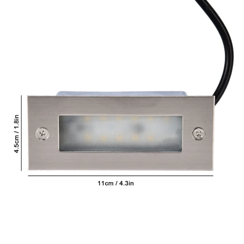Luces de paso Luces de escalera de paisaje rectangulares de acero inoxidable resistentes al agua para interiores y exteriores