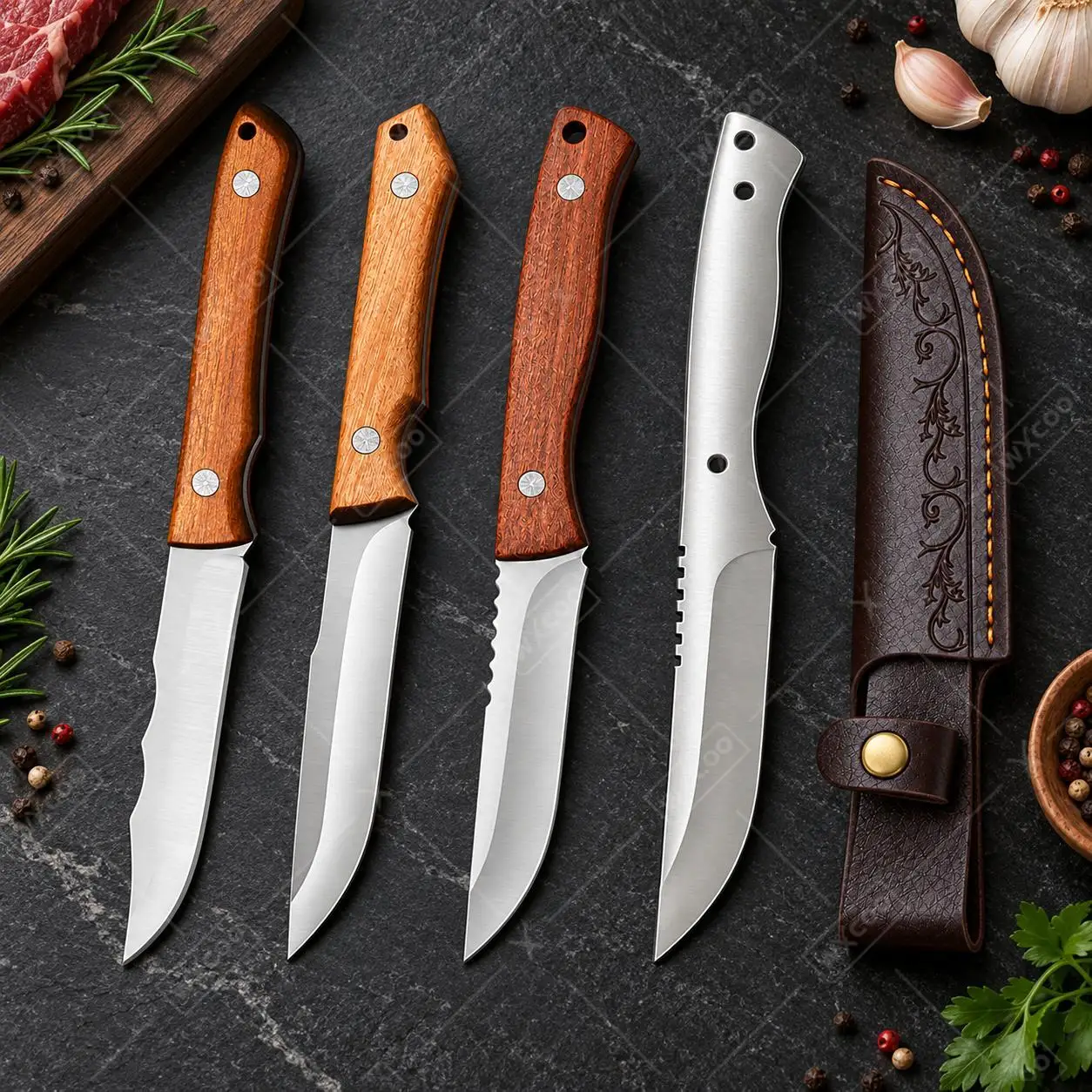 WXCOO Portable Meat Fruit Cutting Stainless Steel Butcher Knife Blade Blank Razor Sharp BBQ Kitchen Tool for Home Cooking Tools