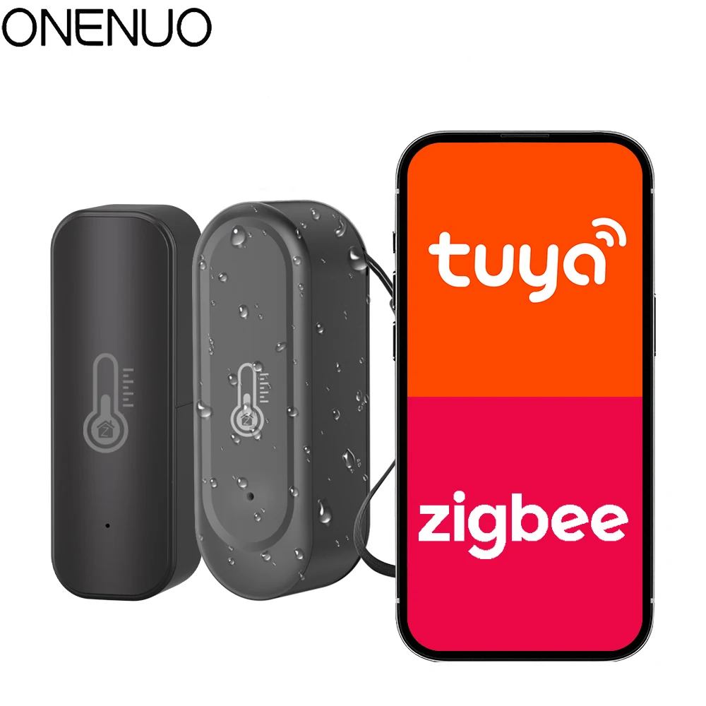 

Tuya Smart ZIgbeeTemperature & Humidity Sensor Indoor or IP65 Waterproof Outdoor Thermometer Works with Alexa Google Home Voice