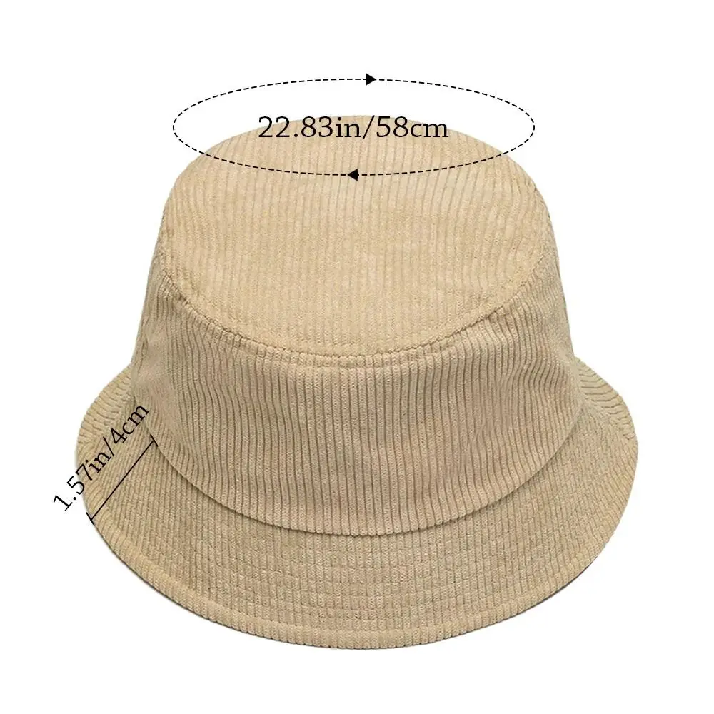 Women Winter Bucket Hat Corduroy Faux Fur Warm Fisherman Cap Soft Casual Panama Hat Lady Outdoor Cap