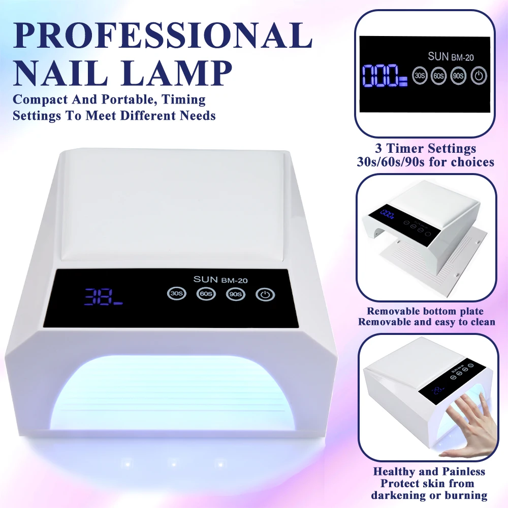 Rechargeable UV LED Nail Lamp 42 LED Gel Polish Nail Dryer with PU Hand Pillow Nail Art Manicure Tools For Home And Salon