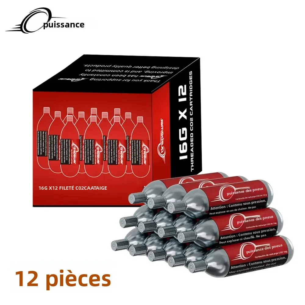 Lot de cartouches de CO2 filetées de 16 g pour gonfleur de pneus de vélo, valves Presta et Schrader, pour 3/5/12/20 pièces, pour vélos de montagne et de route