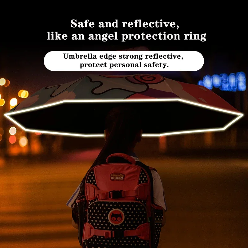 Automatic umbrella Lovely unicorn Folding umbrella Sunscreen Wind and Rain Blocking Gift Umbrella Night vision reflective strip