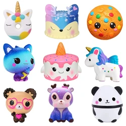 Juguetes antiestrés para niños, juguetes Jumbo blando Kawaii, unicornio, caballo, pastel, ciervo, Panda, para aliviar el estrés de elevación lenta