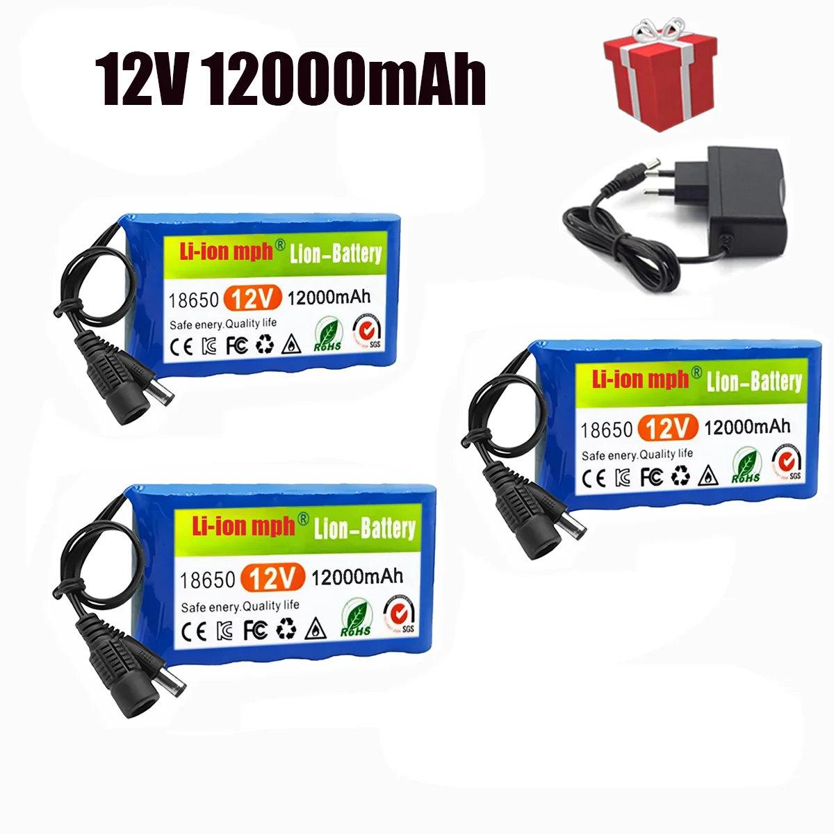 

New 3S2P 12V 80000mAh Portable Super Rechargeable Lithium Ion Battery Pack Capacity DC CCTV Cam Monitor MP3 +12.6v Charger