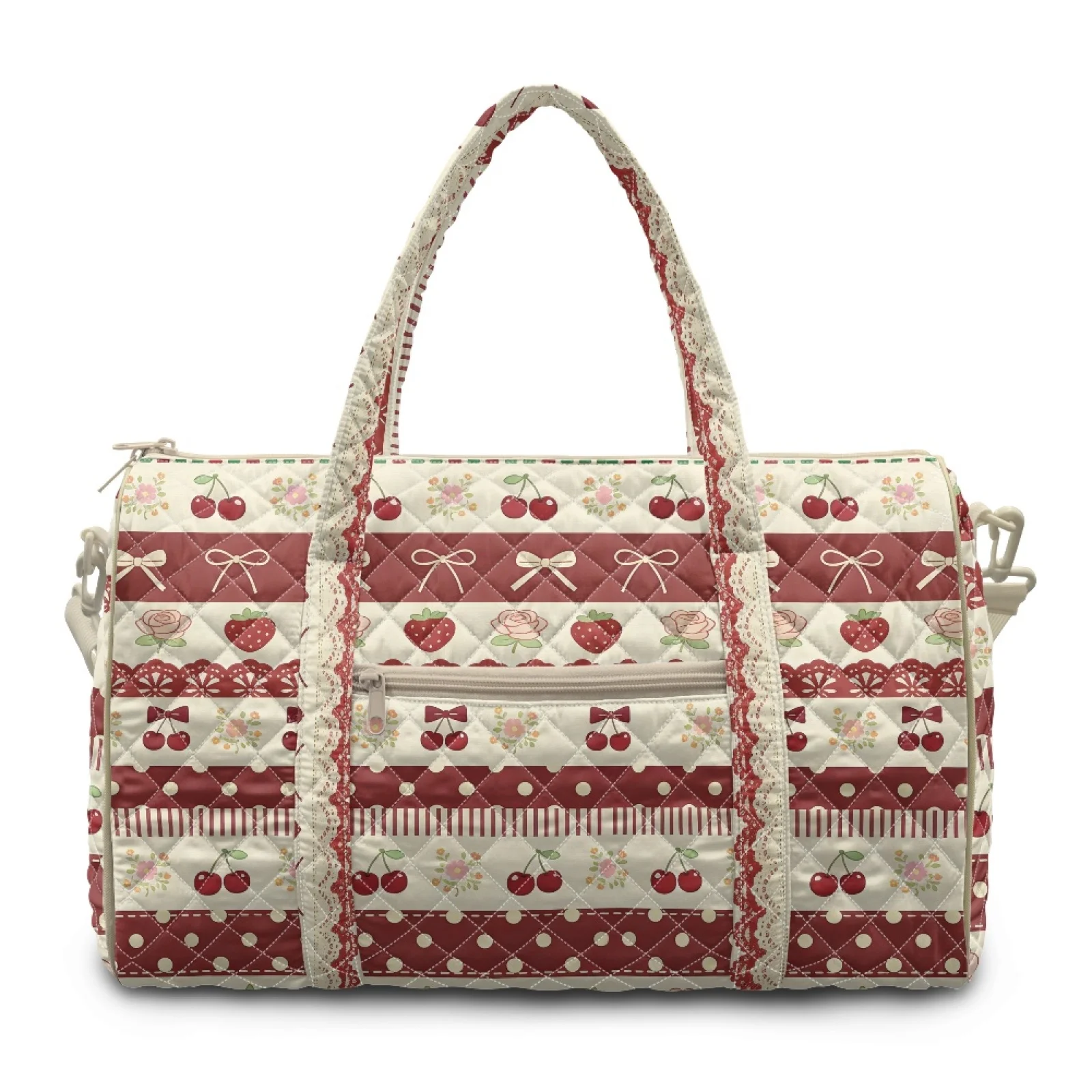 Coloranimal Strawberry Cherry 2026 New Large Capacity Travel Tote Bags for Womens Polyester Gym Bag