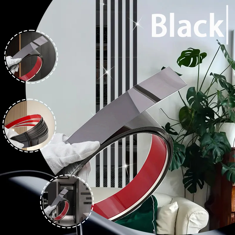 شريط حواف من الفولاذ المقاوم للصدأ ذاتي اللصق بطول 5 أمتار، مع طبقة سطحية ولاصق على الظهر، سهل التركيب