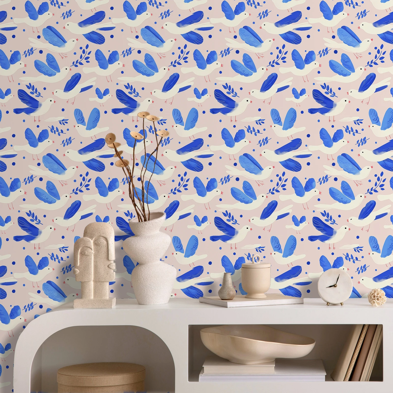 

Причудливые обои с летающими птицами, роскошные, нетканые обои с принтом синей птицы для детской комнаты, наклейка на стену с милыми животными, 50*300 см