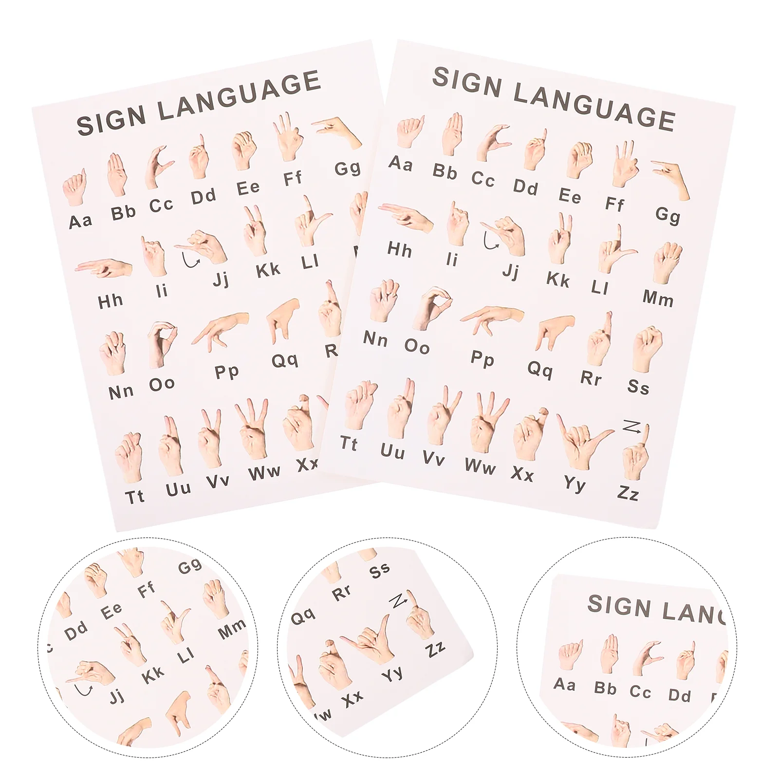 8 Sheets Alphabet Wall Decors Signs Language Poster Gesture Hanging Posters Letter