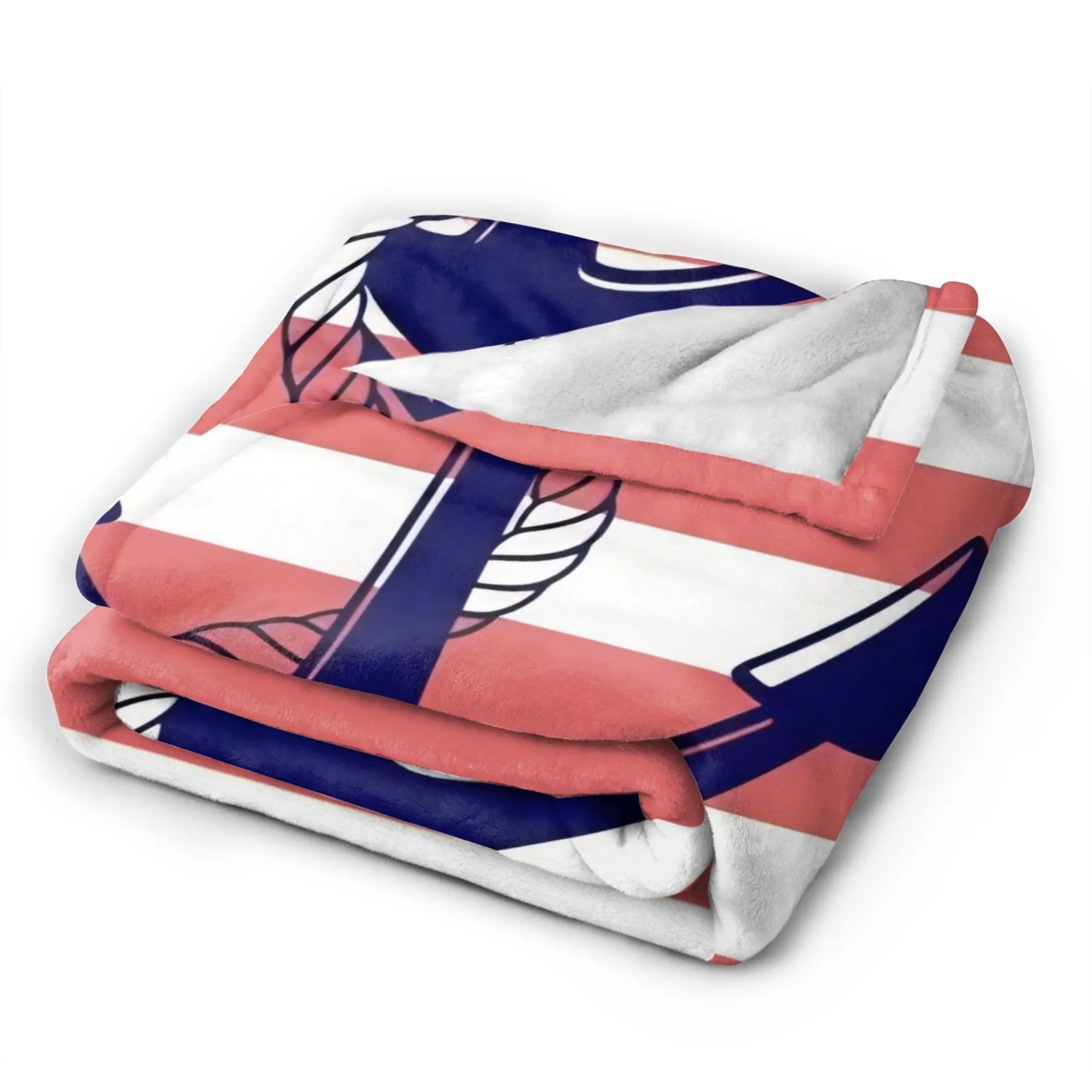 Nautical Anchor Boat Plush Blanket Girls Boys  Flannel Bedding Throws  Chair Super Soft Custom Quality Bedspread Gift Idea