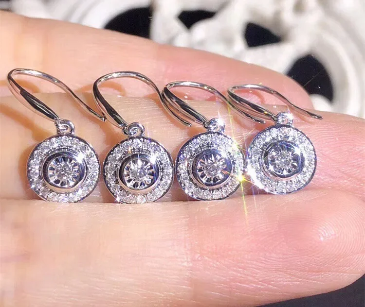Fashion Female Earring Sterling SIlver Needle Round AAA Zircon Heart Arrow Earrings for Women Oorbellen Boucle D'oreille Femmes