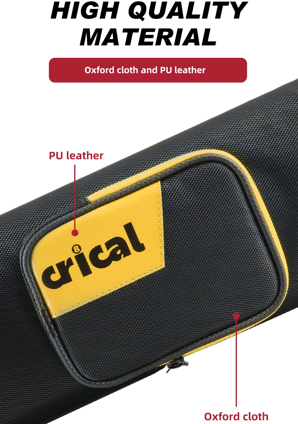 Billardqueue-Etui 2x4 2 Queues 4 Schaftenden Oxford-Stoff PU-Leder Samtfutter Rutschfeste Basis Schultergurt Billard CRICAL – Detail 12