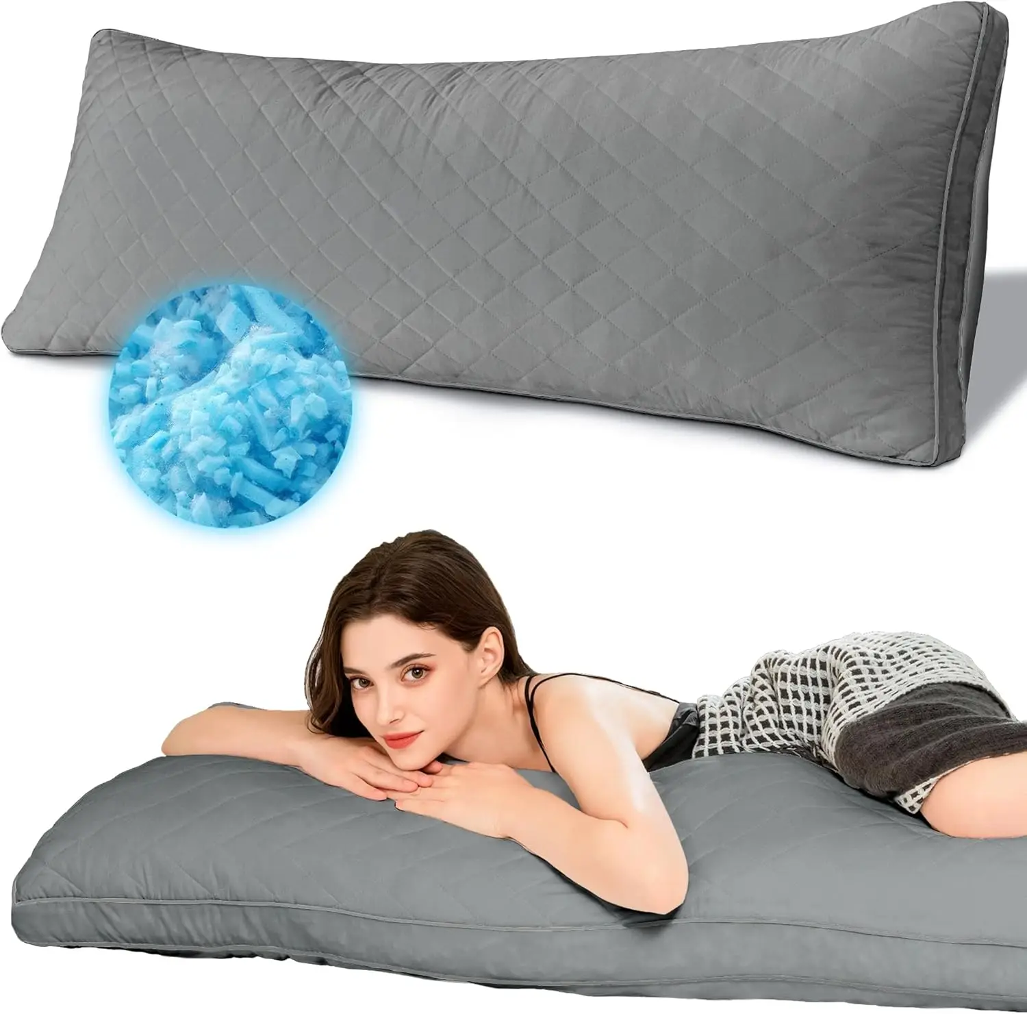 

Memory Foam Body Pillow – 20x54", Full Size, Grey