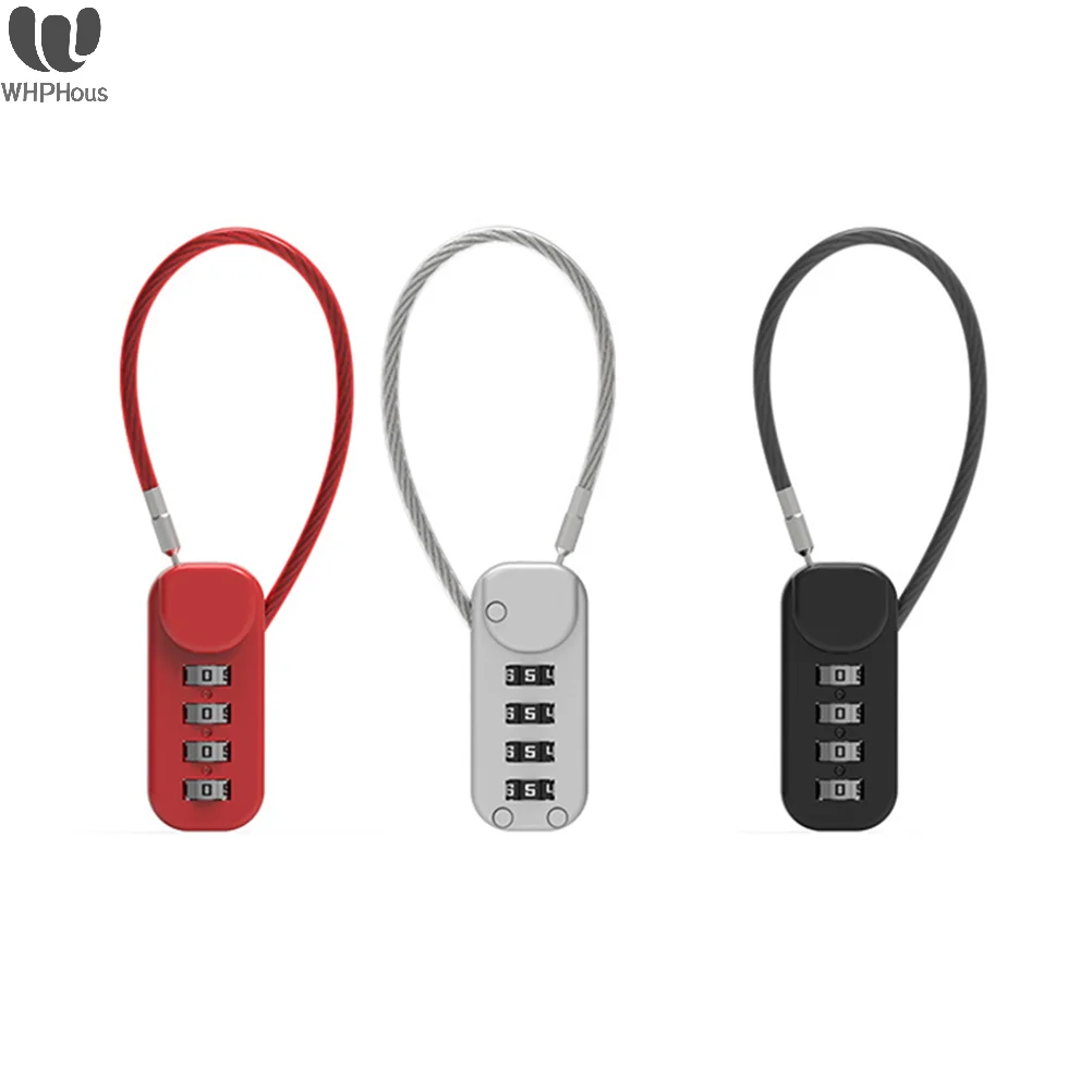 4 Digit Combination Code Number Lock With Spring Coil Wire Rope For Luggage Zipper Bag Backpack Suitcase Drawer Locks