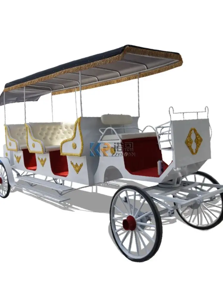 American Standard double Row Green Sightseeing Carriage ขนส่งพิเศษ Sightseeing Horse Carriage