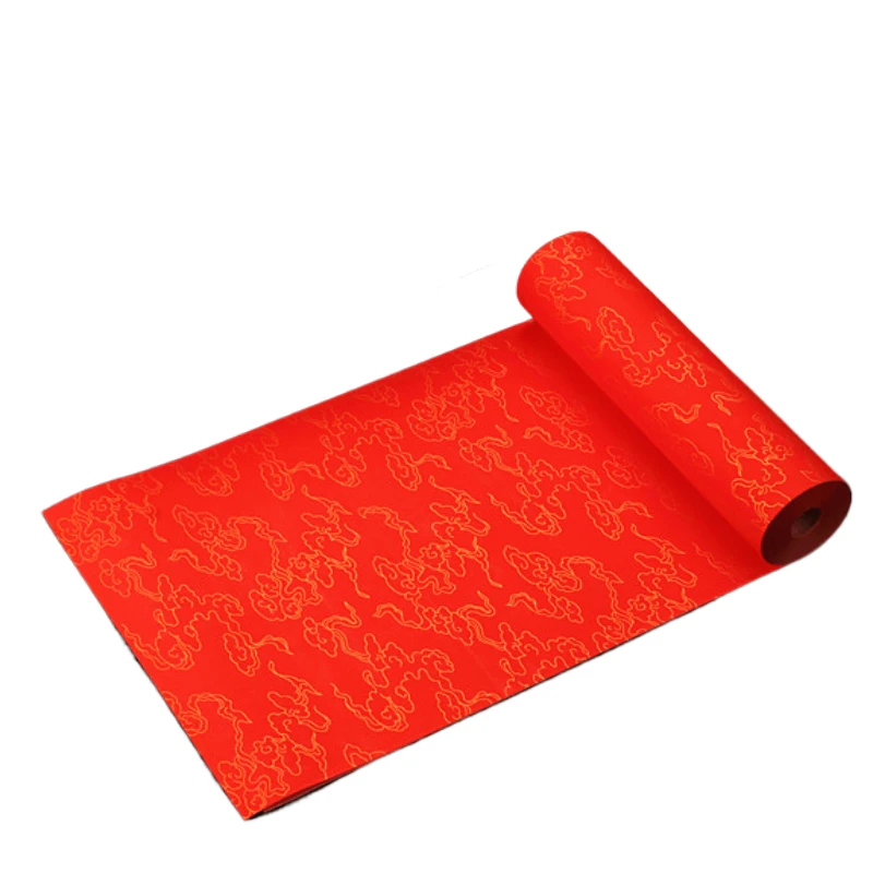 Chinese Red Rice Paper Spring Festival Couplets Xuan PaperLong Roll Auspicious Clouds Pattern Calligraphy Brush Pen Papel China