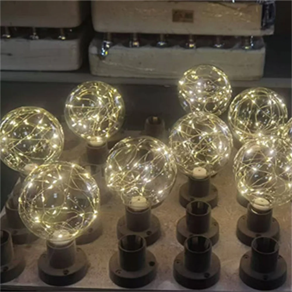 Ampoules à filament LED G95 colorées, ampoule en fil de cuivre ciel étoilé, lampe à cordes de Noël, verre pour décoration intérieure de Noël, 2