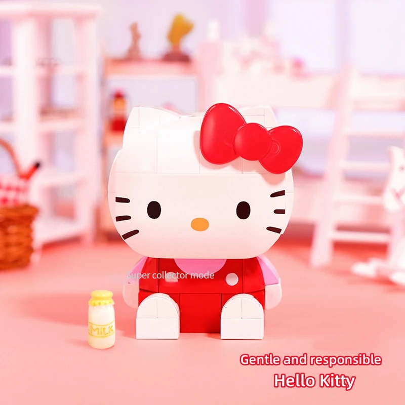 Keepley Sanrio Kuromi blok bangunan My Melody Model perakitan Cinnamoroll mainan dekorasi anak hadiah ulang tahun