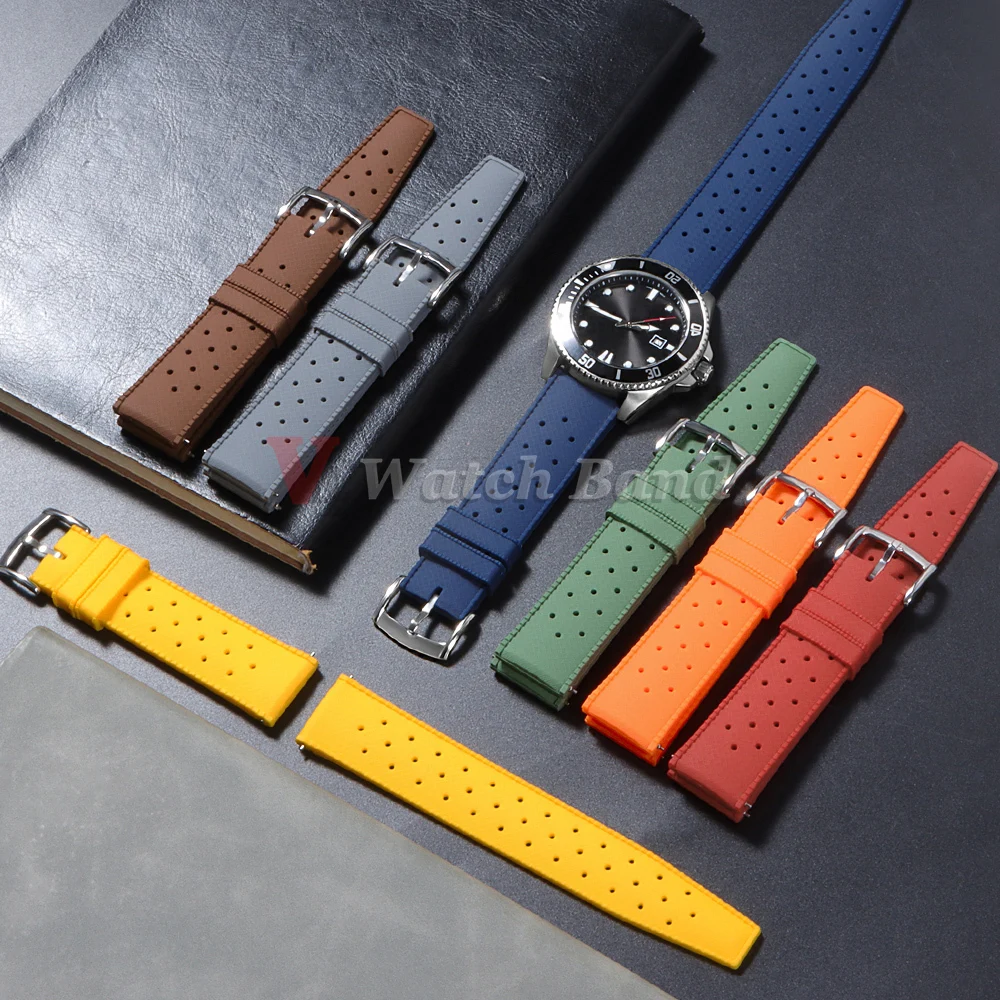 For Fossil for Seiko Bands 18/20/22mm Premium Grade Tropical Rubber Watch Strap for Oris for Omega for S-eiko SKX007 Watch Bands view 5