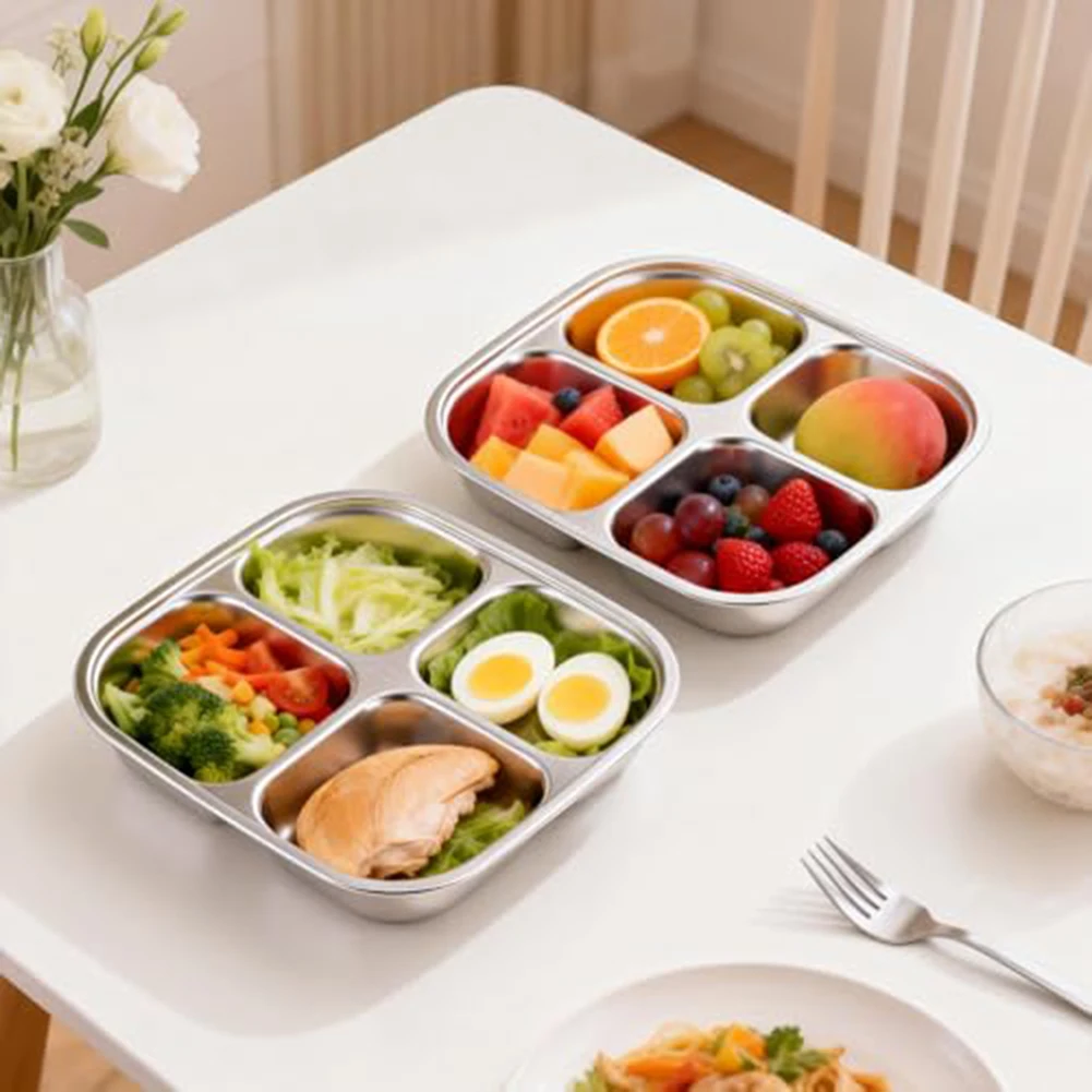 

2026 New Reusable Stainless Steel Snack Box With Dividers 600ml Leak Proof Lunch Container For Kids= Adults School Work Camping