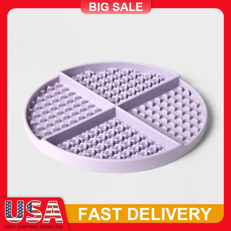 

Purple Slow Feeder Lick Mat for Dogs with 4 Textured Sections BPA Free Silicone Dishwasher Safe Dog Feeding Puzzle Toy
