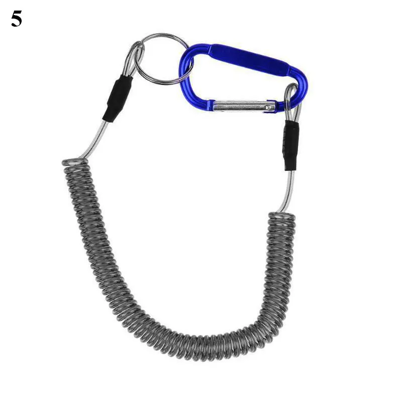 New Spiral Stretch Keychain Elastic Spring Rope Key Ring Metal Carabiner For Outdoor Anti-lost Phone Spring Key Cord Clasp Hook