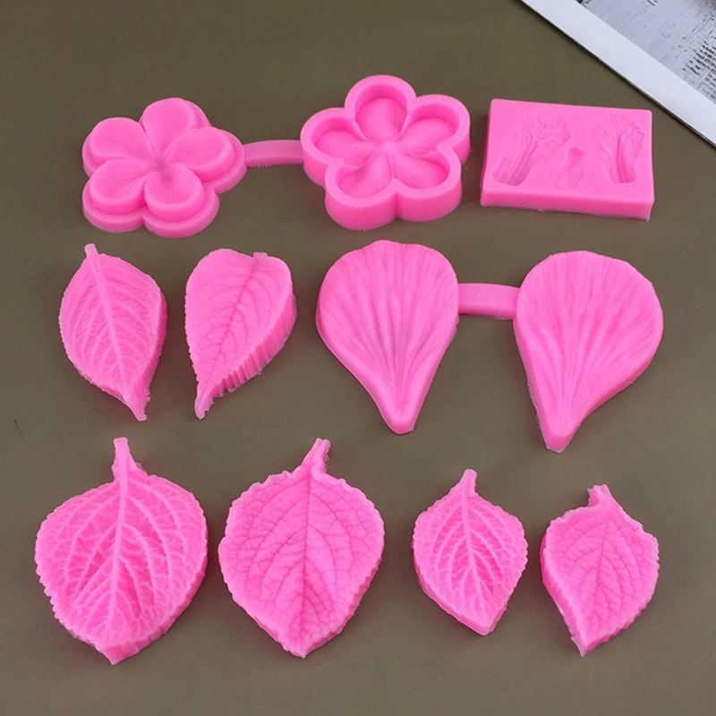 Leaves Flowers Embossed Prints Frozen Fondant Cakes Silicone Molds DIY Chocolate Crafts Molds Desserts Decorative Baking Mold