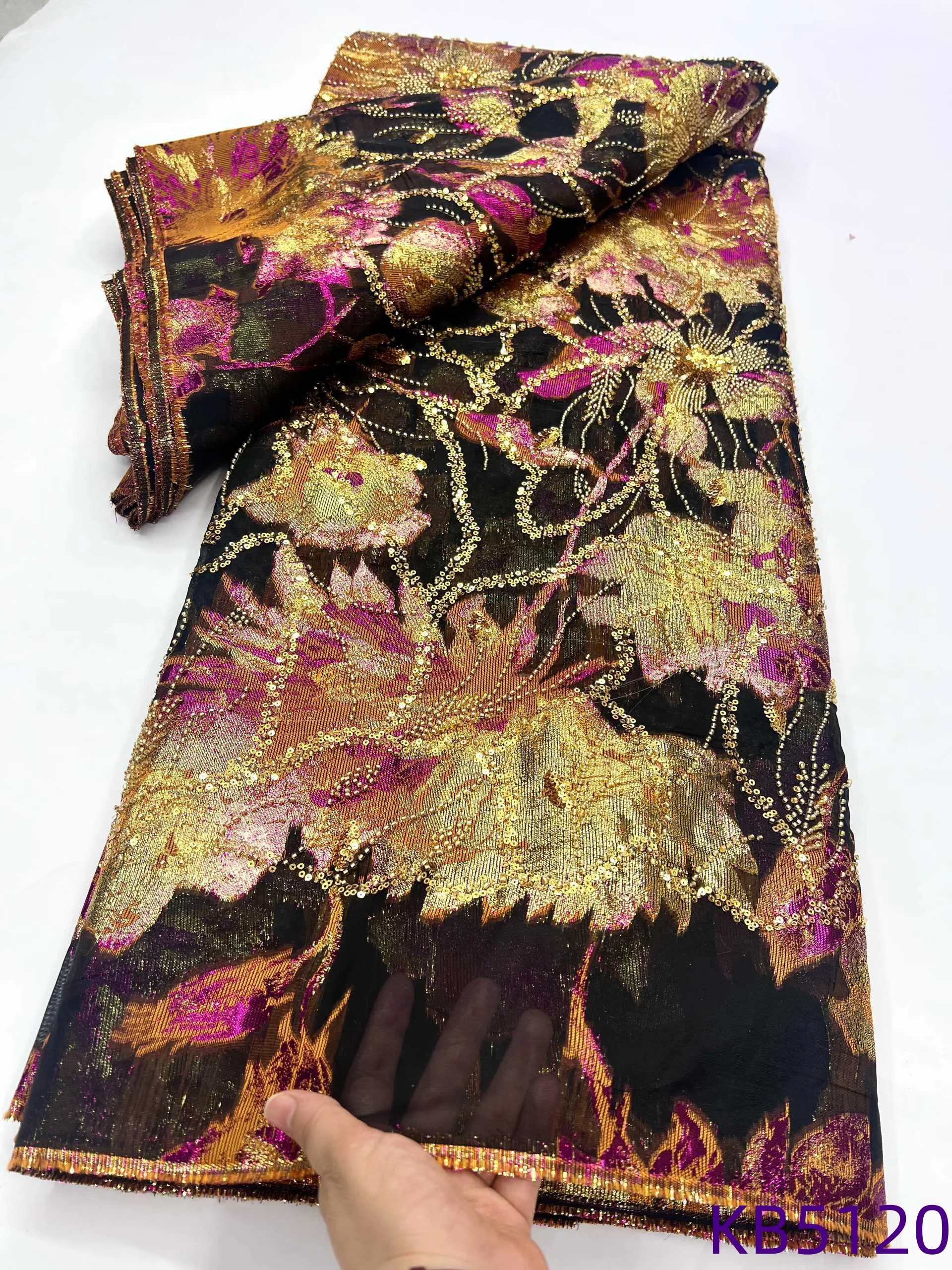 

African Lace Fabric 2025 Purple Lilac Sequence Organza Lace Embroidery Nigreian French Mesh Beaded Lace Fabric For Sewing KB5120