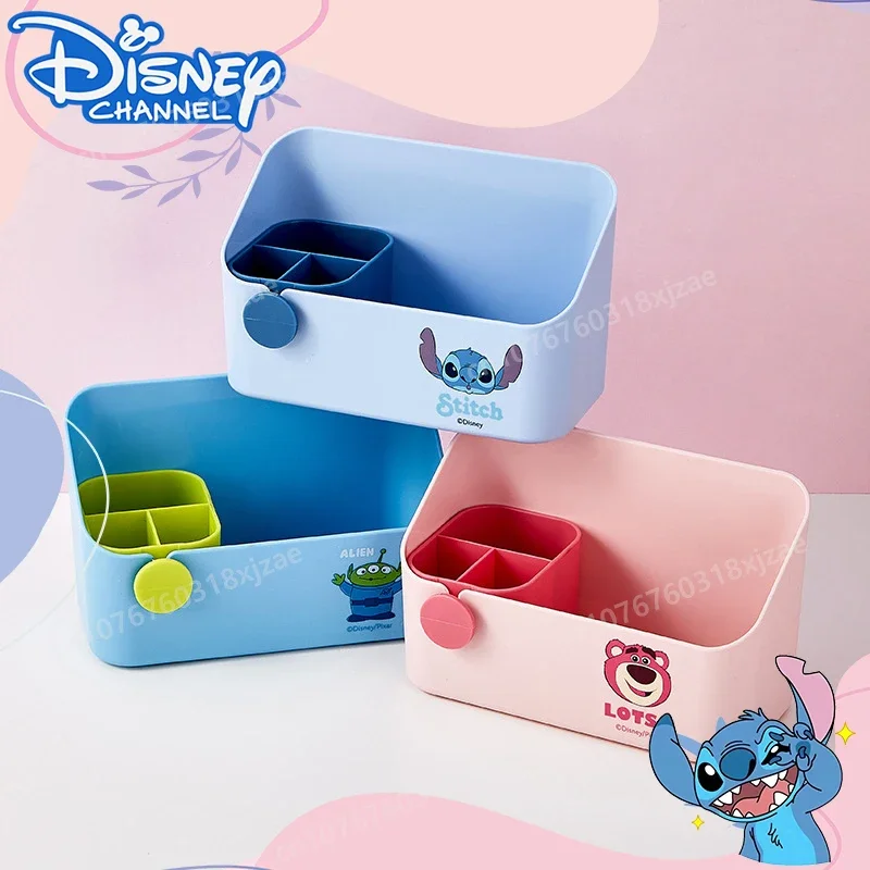 

Disney Stitch Desktop Storage Box Cartoon Cute Jewelry Lipstick Sundry Finishing Cosmetics Storage Boxes Home Decoration Gifts