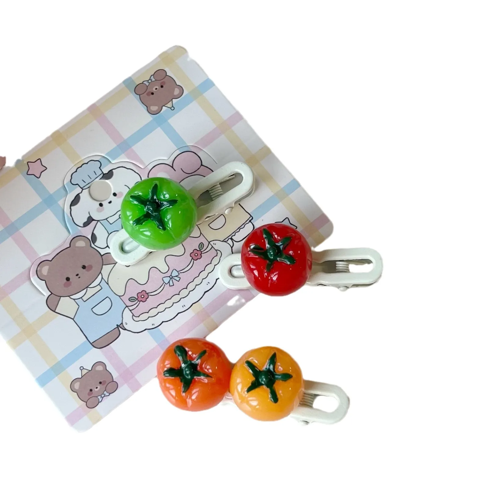 1pc Cute Tomato Cartoon Clip Hairpins Fun Party Accessories for Kids Women Christmas Party Non-Slip Hair Clips Styling Tools