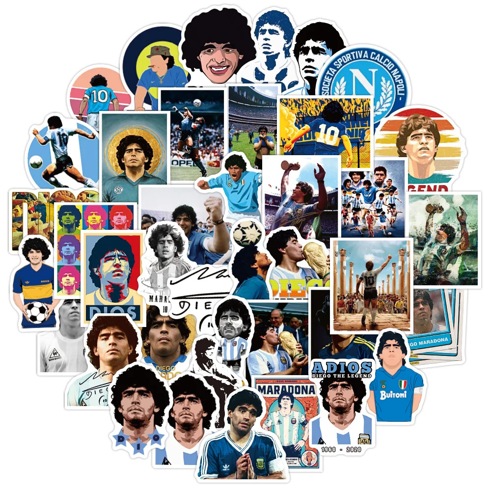 50PCS Cartoon Football Star Maradona Sticker Luggage Laptop IPad Skateboard Journal Guitar Waterproof Sticker