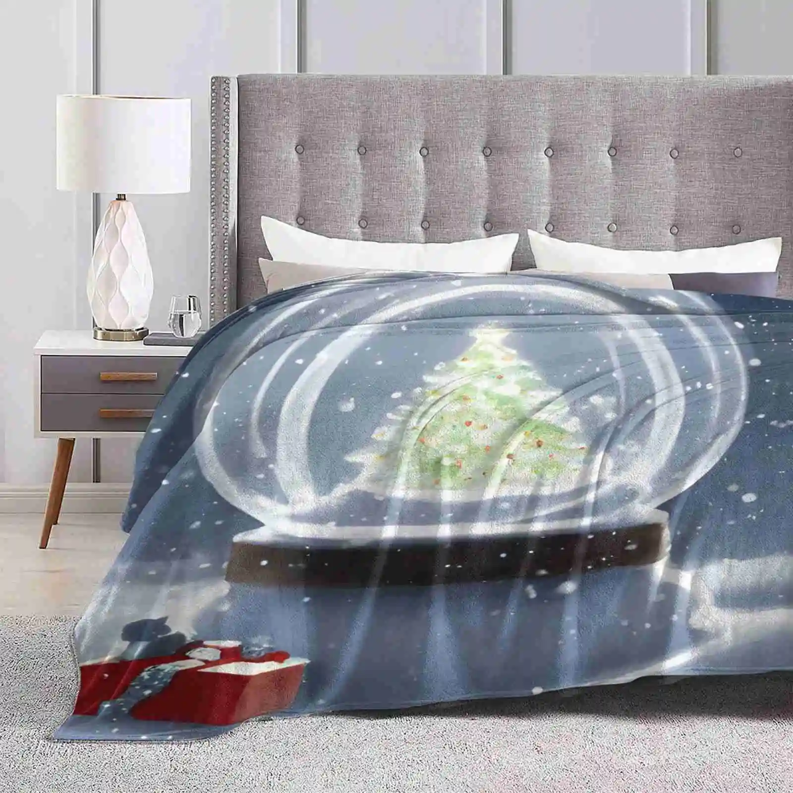 Christmas Scene Inside Of A Glowing Snowglobe All Sizes Soft Cover Blanket Home Decor Bedding Ai Rendering Christmas Snowglobe