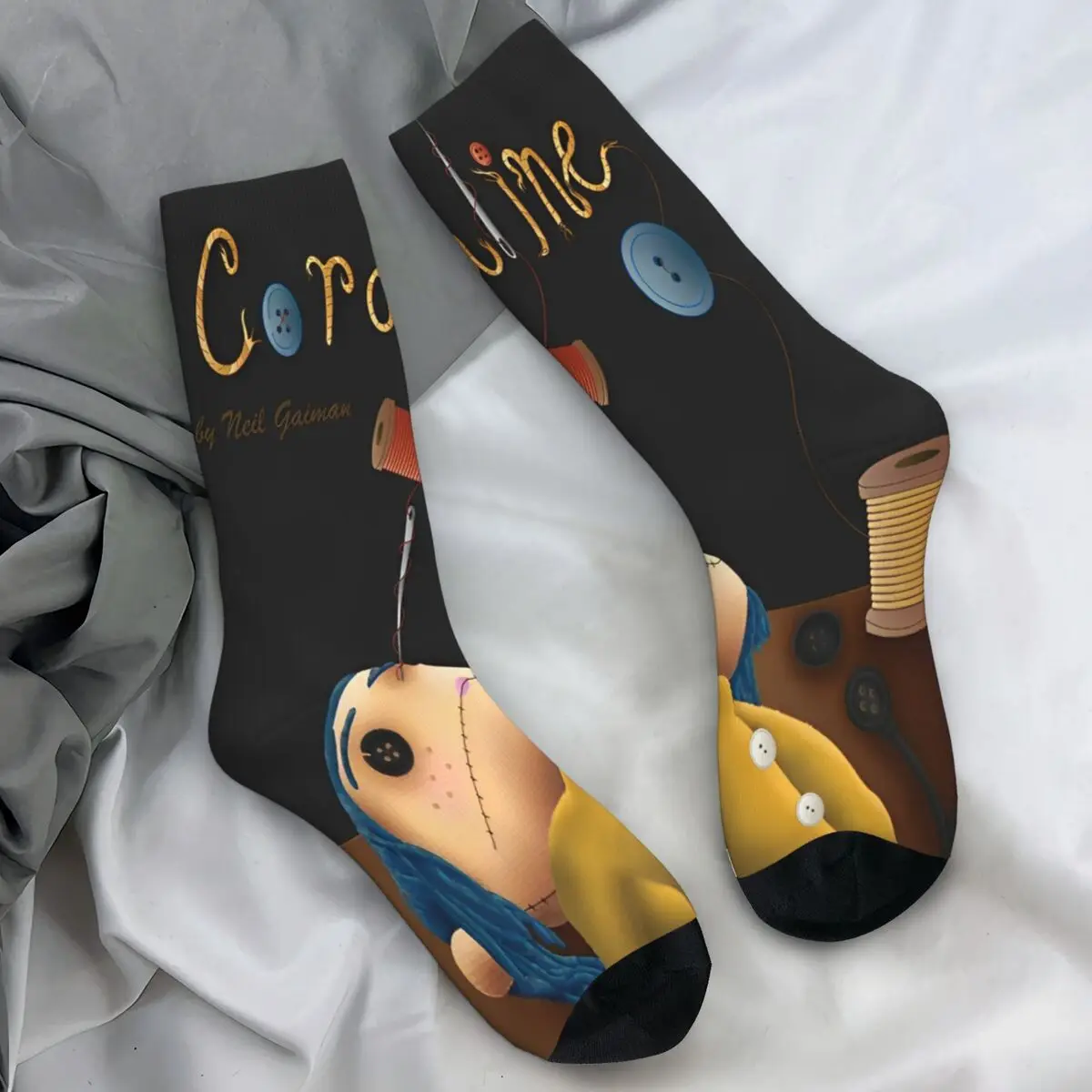 Coralines Socks horror film Elegant Stockings Autumn Non Slip Men Socks Soft Printed Running Socks