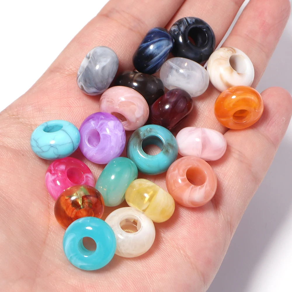 50 Stück 14 mm große Acrylperlen mit Loch, zweifarbig, runde lose Abstandsperlen für die Schmuckherstellung, DIY-Armband, Halskette, Zubehör – Detail 5