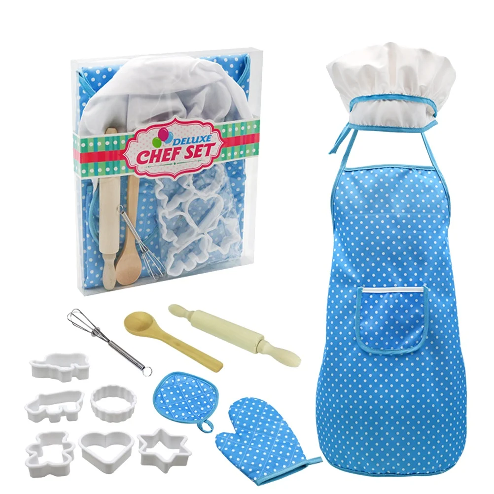 

Baking Tools Apron Set Kids Kitchenware Playset Chef Costume Role Pretend Cooking Toys Safe Child Game Educational