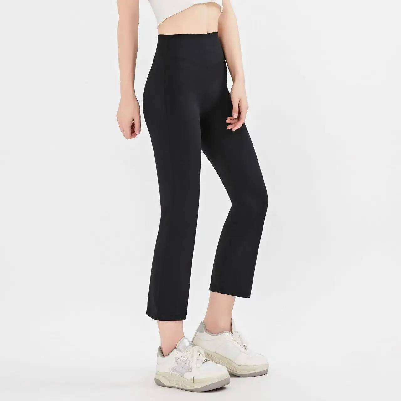 Nude High-Waist Elastische Yoga-Mikro-Schlaghose Leggings Gym Pfirsichfarben Hüftstraffend Enganliegend Outdoor Pilates Taillenformend – Detail 10