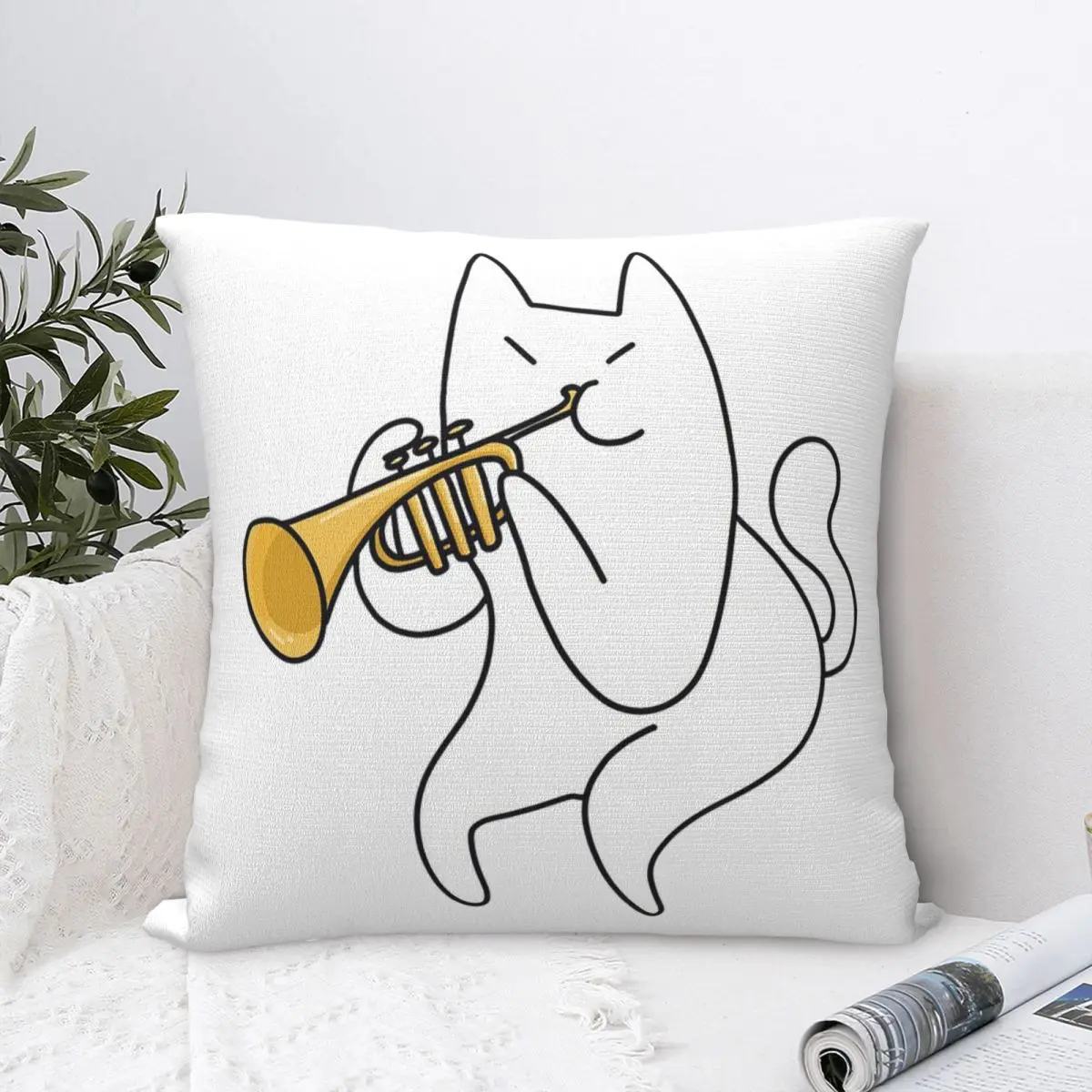 Trumpet Cat Pillowcase Polyester Cushion Comfort Throw Pillow Sofa Decorative Cushions Used for Home Bedroom Living Room