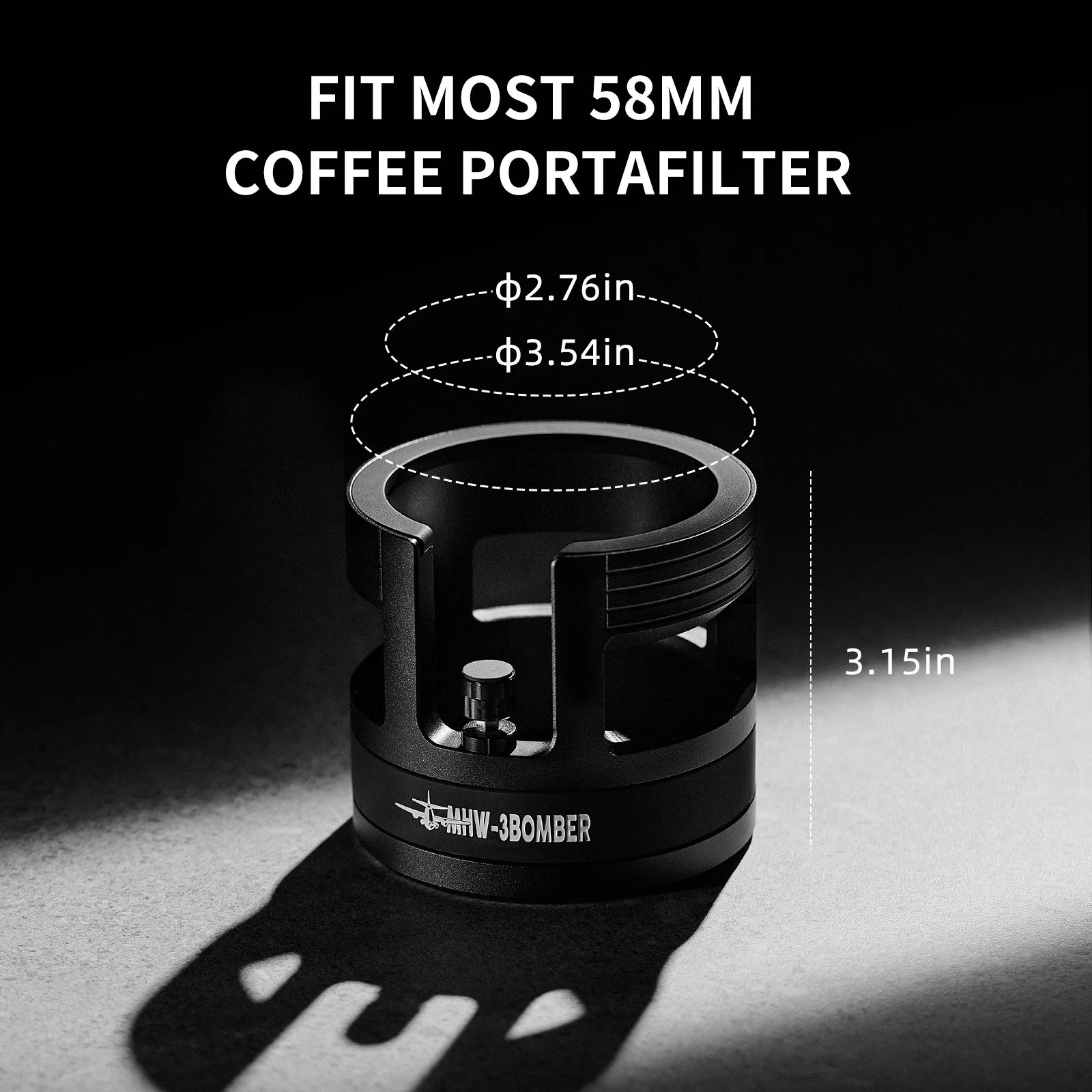 MHW-3BOMBER Portafiltro per caffè espresso 58MM, portafiltro senza fondo regolabile Stazione di pressatura Accessori per caffè Strumento Barista