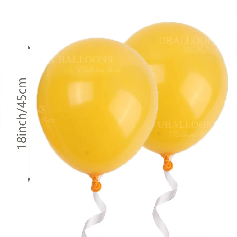 18 بوصة بالونات صفراء 2/5/10 قطعة البابايا الليمون الباستيل بوهو الخردل الأصفر اللاتكس بالون لعيد ميلاد الطفل دش ديكور الحفلات Favo #3