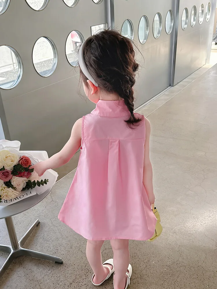 kids\' clothing girl shirt collar cotton Dress with  Embroidery rabbit patch Toddler  Girl Dress letter print pattern